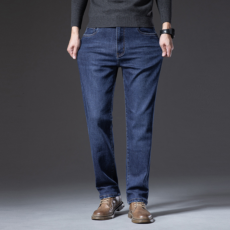 Pantalones vaqueros de cintura alta para niños de negocios ligeramente elásticos simples pantalones casuales del todo fósforo 2023 otoño e invierno nuevos pantalones rectos