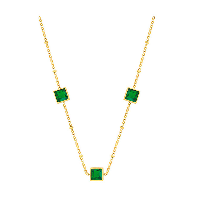 emerald zircon necklace titanium steel simple temperament clavicle chainpicture1