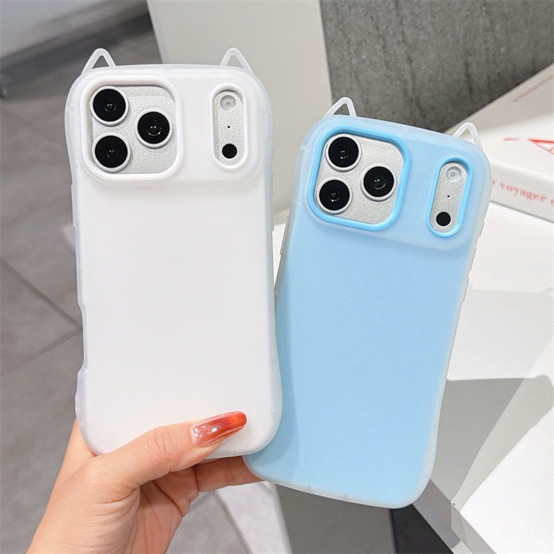Suitable for Iphone17 Two-In-One Cartoon Cat Ear Phone Case 16Promax Apple 11 Anti-Fall 13 Pure Color 15 Suitable for Iphone17 Two-In-One Cartoon Cat Ear Phone Case 16Promax Apple 11 Anti-Fall 13 Pure Color 15