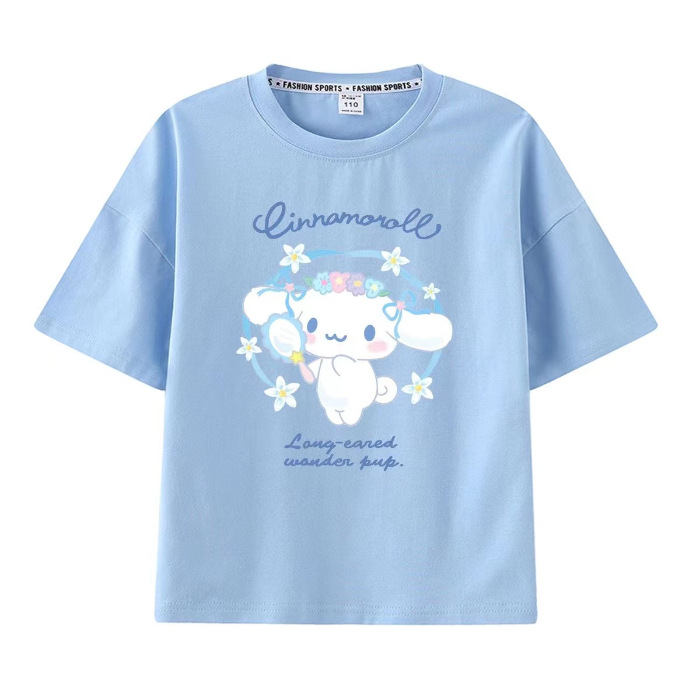 Kulomi Mereti Camiseta de manga corta para niñas 2025 Verano Yugui Dog Co-marca dulce ropa casual de algodón para niños