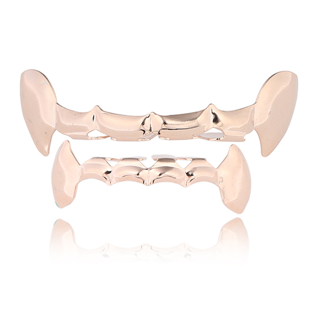Europeo y americano nuevo hip hop personas real chapado en oro tirantes cóncavo-convexo Plaid textura hip hop tirantes grandes dientes de oro