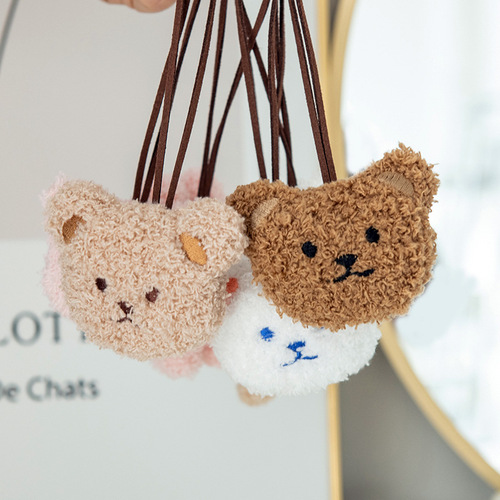 Korean ins cute little bear head doll bag pendant children's name identification keychain bag pendant