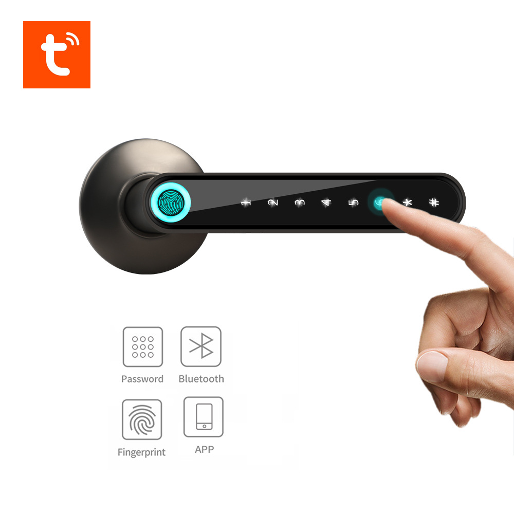 涂鸦智能家用指纹锁 木门电子智能执手锁室内门 密码防盗门锁