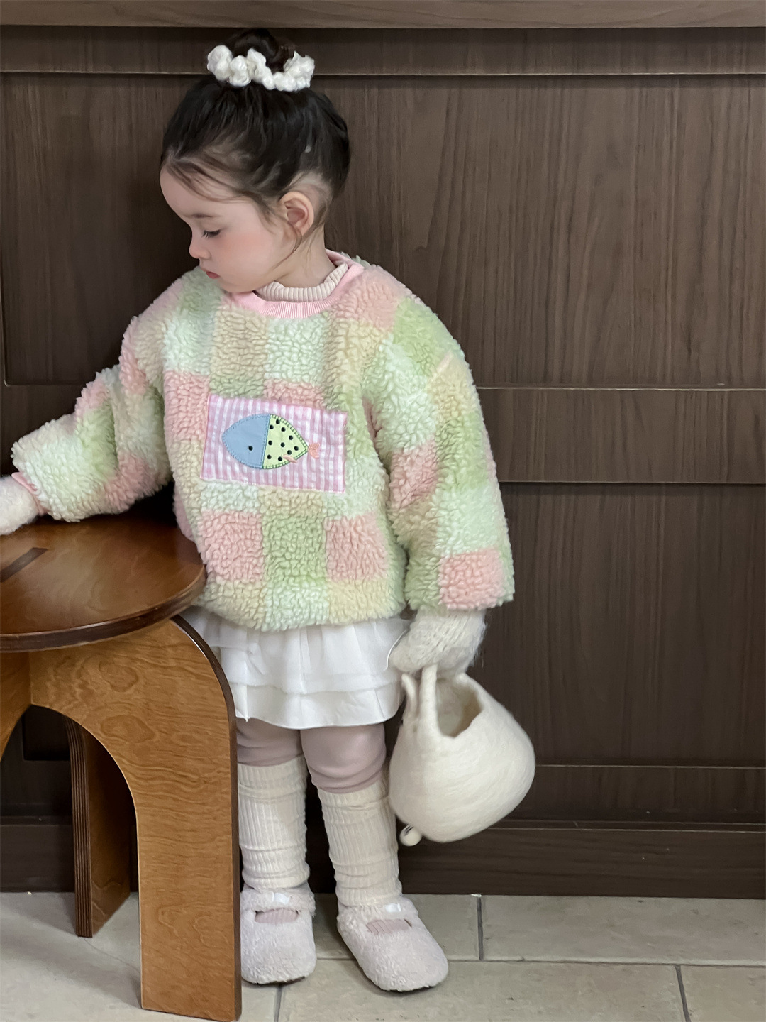 Trajes de invierno para bebés, ropa de invierno para bebés, ropa de niños coreana, suéter de pelusa, leggings