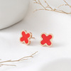 Advanced trend earrings stainless steel, does not fade, high-quality style, four-leaf clover, simple and elegant design, internet celebrity, wholesale