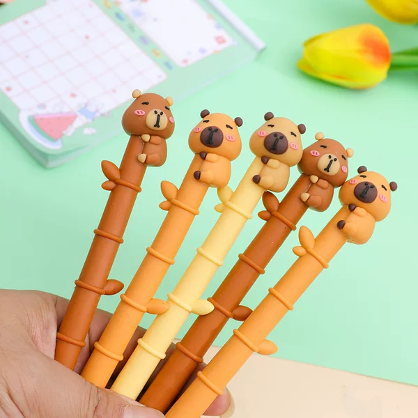 Kapibala Bamboo Gel Pen Student Soft Glue Cute Learning Stationery High Color Value Test Brush Pen Sign Pen
