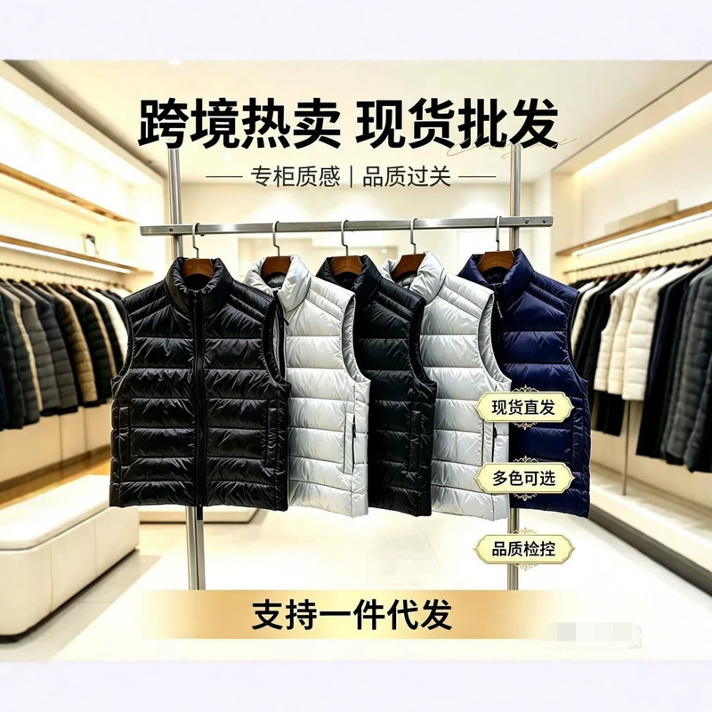 New cross-border model Daeru 2229M lightweight down vest for men and women, couples' stand-up collar soft and warm vest jacket New cross-border model Daeru 2229M lightweight down vest for men and women, couples' stand-up collar soft and warm vest jacket