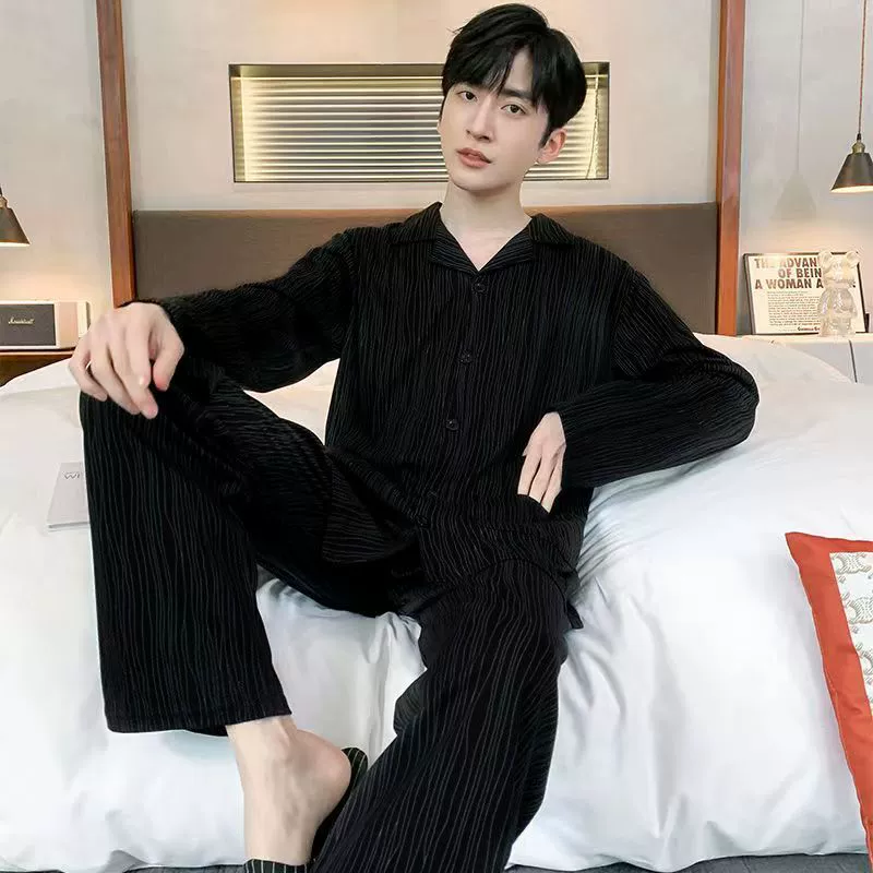 Хлопчатобумажные пижамы мужские весенние осенние длинные рукава