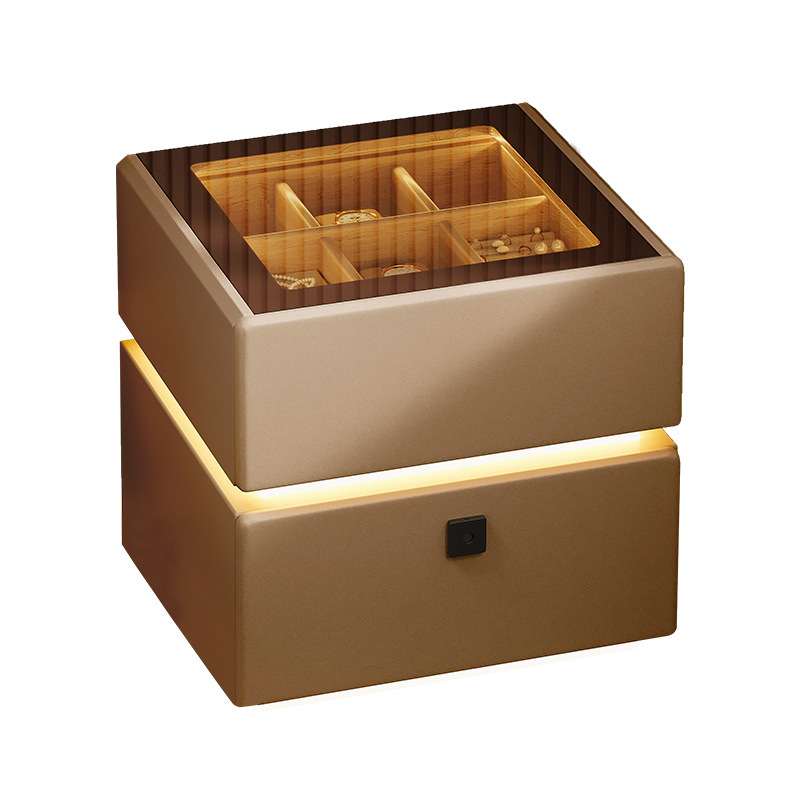 2024 nueva mesita de noche, lujo ligero, vidrio de alta gama con luz, dormitorio principal, precio alto, armario de almacenamiento rojo de Internet