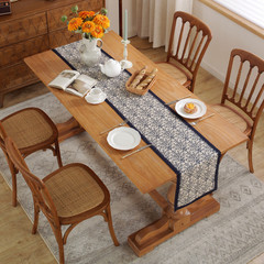 Le Xuan Xiu Vintage Blue and White Porcelain Cotton Linen Single Layer Table Banner, Amazon's Foreign Trade Hot Selling Lace Long Scarf Manufacturer