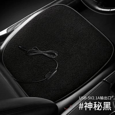Multi-function pad Car Cigarette Lighter Office Heating - lambskin-small-square-cushion-mysterious-black