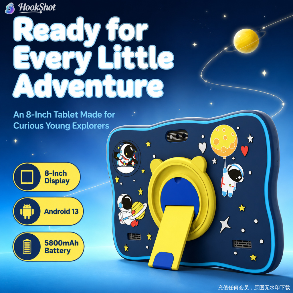 New 8-inch Android 13-bit tablet PC with 12GB RAM + 256GB storage and Qualcomm 8916 processor, perfect for children's gaming, education, and learning.