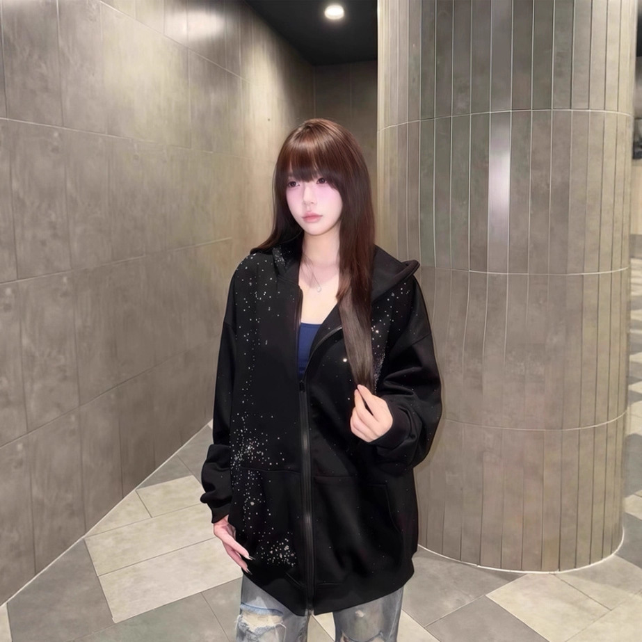 American Retro Hooded Sweatshirts for Men and Women in Autumn and Winter New High Street Handsome Couple Jackets Trendy Brand Loose Sports Cardigans