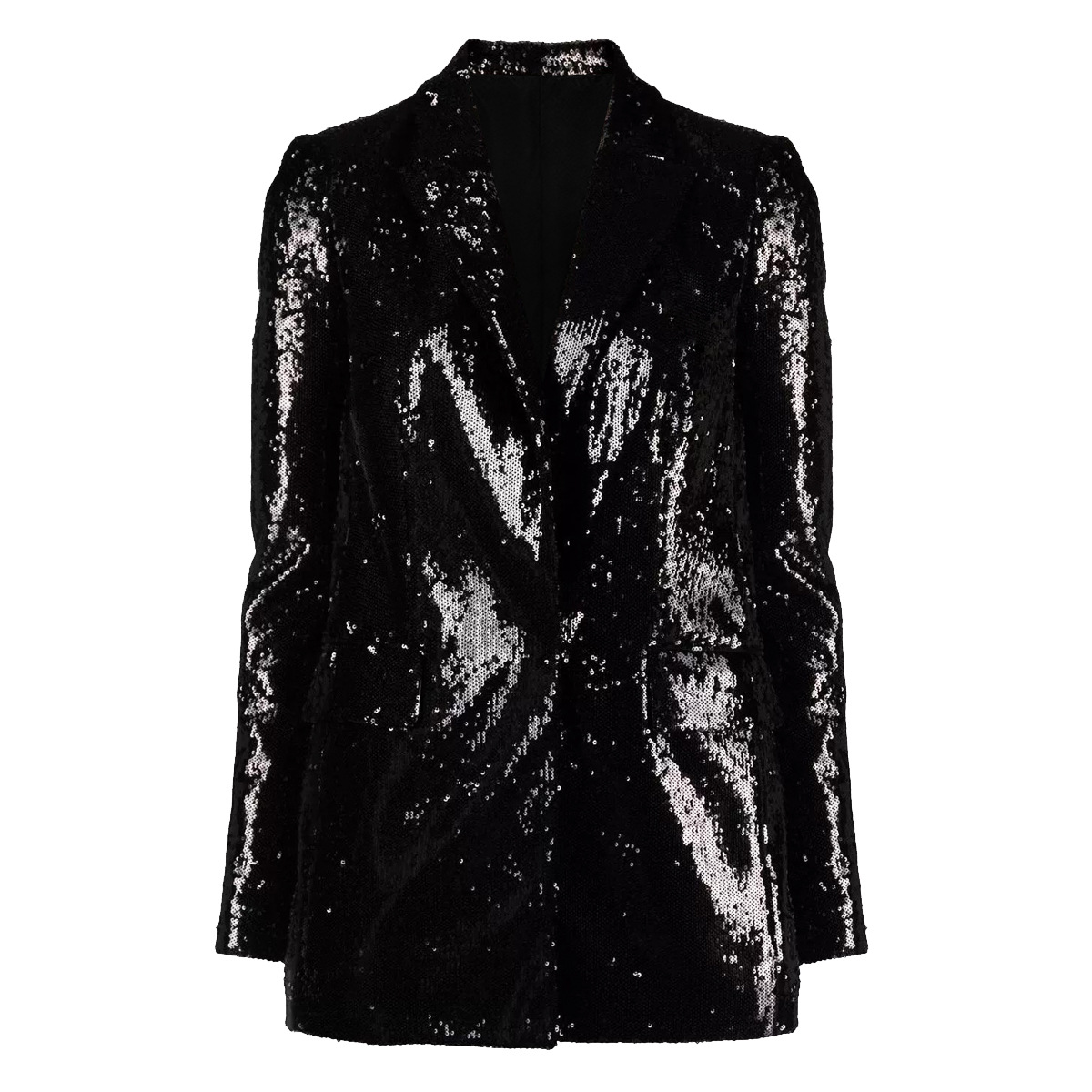 Blazer de Longitud Media con Lentejuelas para Mujer con Un Botón para Escenario