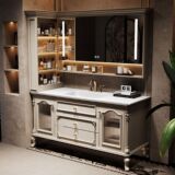 Американский светлый роскошный напольный шкаф для ванной комнаты, французская ретро-умывальник, раковина для ванной комнаты, шкаф для раковины