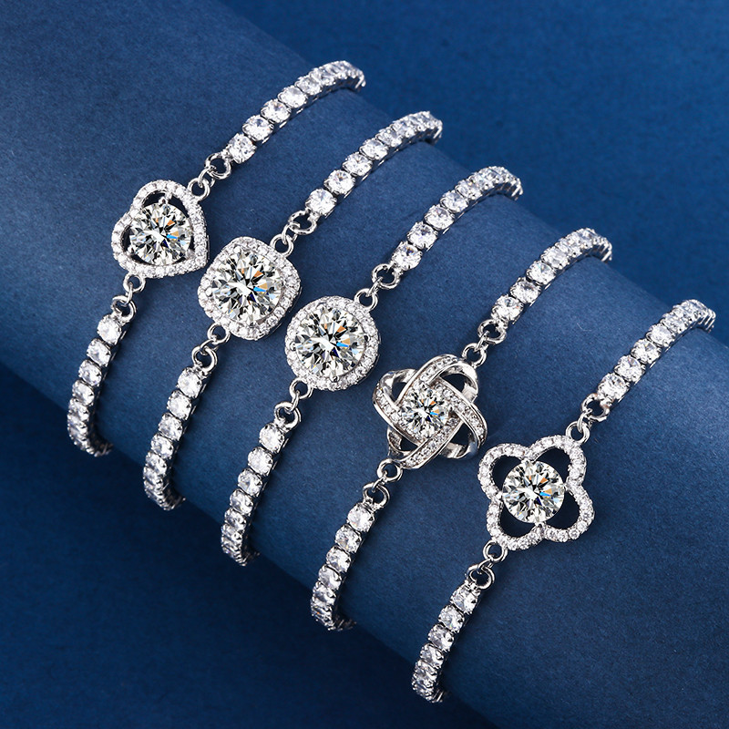 Live explosions 2 karat princess square bag imitation moissanite bracelet ladies niche all-match temperament bracelet jewelry