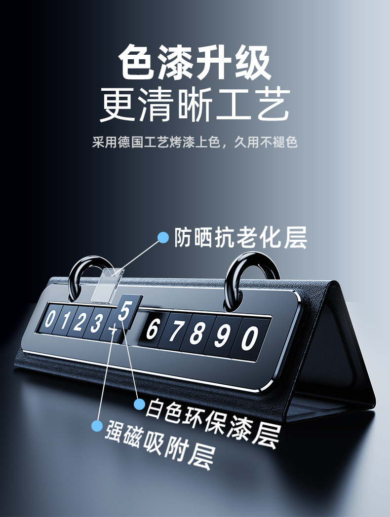 Cross-Border New Temporary Parking Sign Creative Calendar Moving License Plate Desk Calendar Car Ornaments High-End Alloy Number Plate