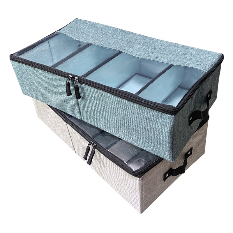 Multi-Compartment Shoe Storage Box for Home Use, No Installation Required, Transparent Shoe and Boot Storage Box, Foldable, Under-Bed Storage, Dustproof Organization