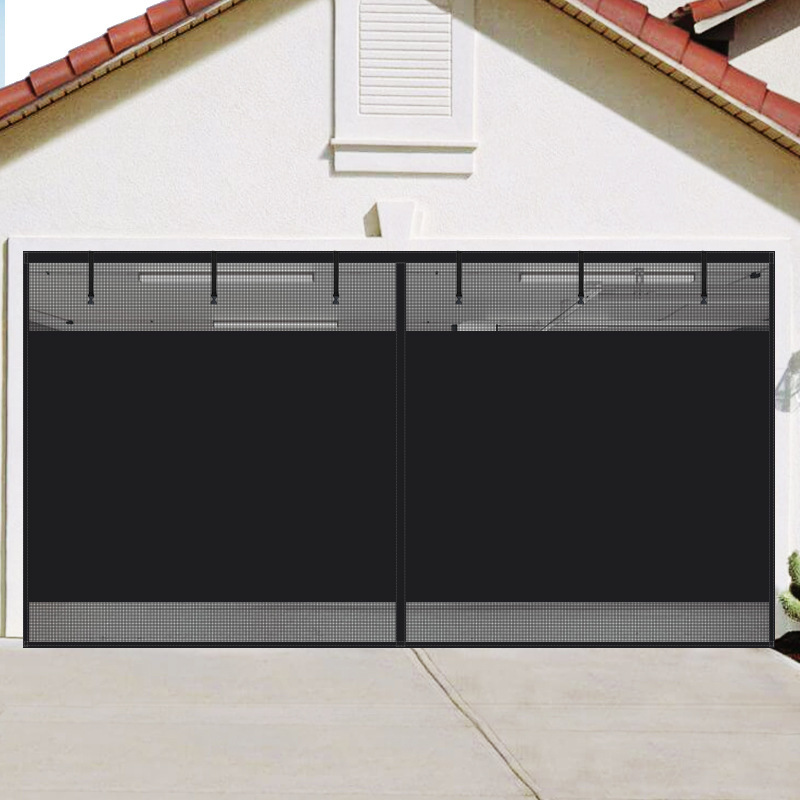 Door Curtain Privacy Garage Door Blackout Curtain Suitable for 2-Car Garage Magnetic Velcro Punch-Free Garage Breathable