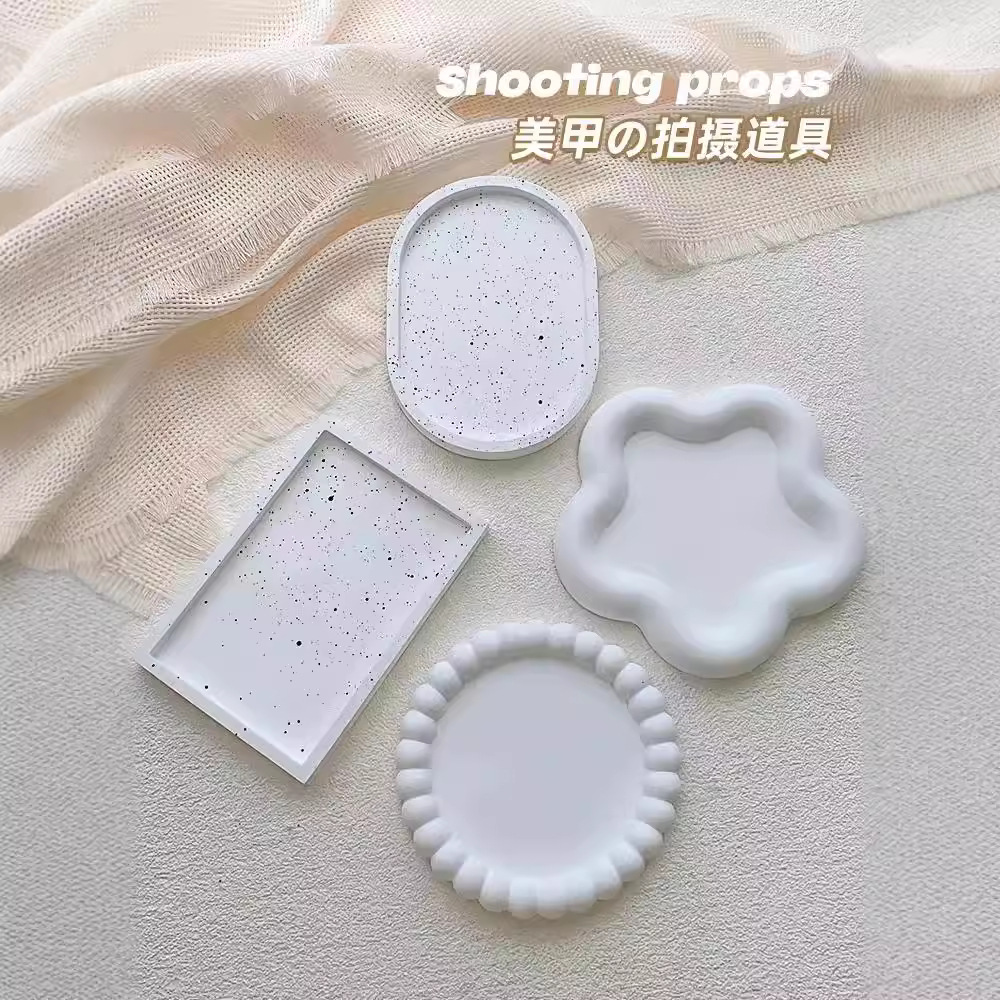 Artículo de manicura accesorios fotográficos in blanco mate red joyas bandeja de almacenamiento atmósfera tela de fondo decoración de fotos