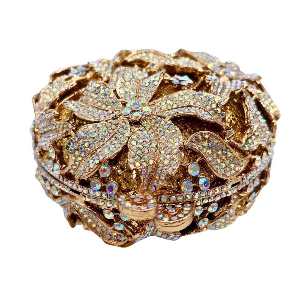 Túi clutch nữ đính kim cương hộp cứng dự tiệc — Vàng AB, Kim cương trắng trên vàng, kim cương vàng trên nền vàng, màu vàng