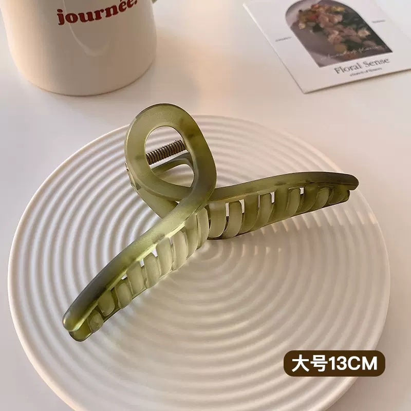 Milk Brown simple clip de tiburón horquilla hembra Cabeza trasera updo clip de pelo cabeza de plástico grande pinza de pelo tocado horquilla