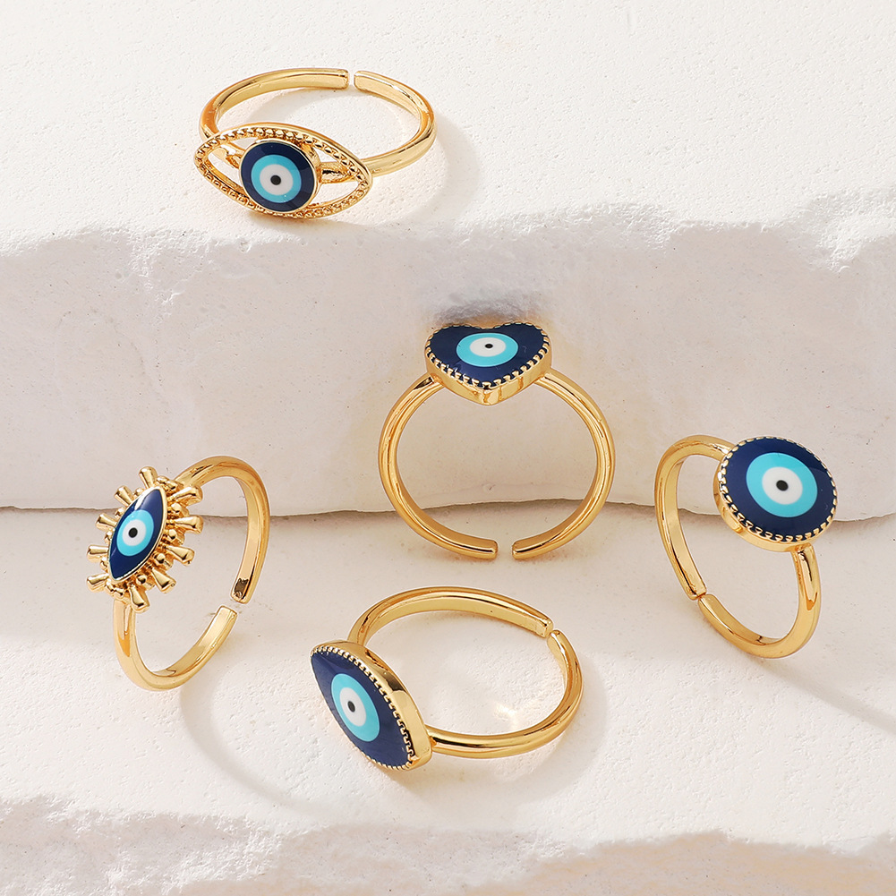 Fashion Devilu0027S Eye Copper Inlay Zircon Open Ring 1 Piece