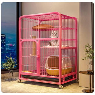 Cat Cage Home Indoor Extra Large Free Space with Toilet Cat Villa Pet Two-Story Cattery Cat House Two or Three Layers