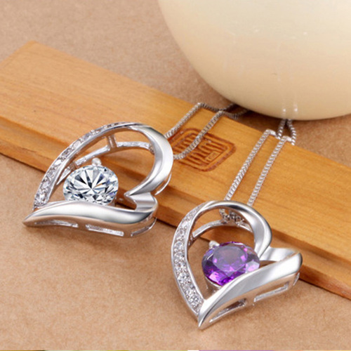 Tmall cross-border Internet celebrity pendant fashion women's silver-plated pendant wholesale forever heart love necklace pendant