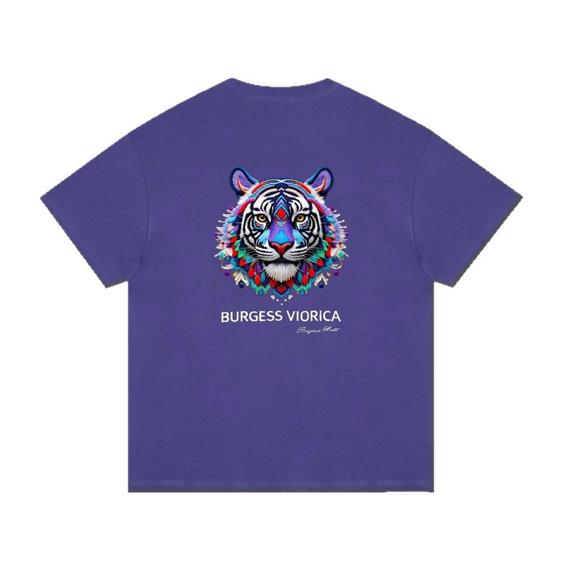25夏新作タイガーヘッドメンズカジュアルシンプルハンサムデザイン万能ラウンドネックニッチ半袖Tシャツ|undefined