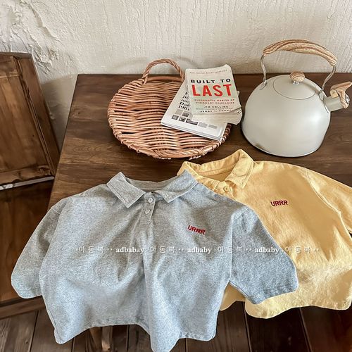 2024 spring new children's clothing Korean style boys and girls spring polo shirt children's long-sleeved T-shirt 123071