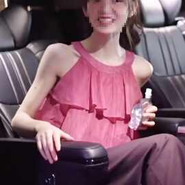 田曦薇同款火龙果色挂脖式吊带背心女夏设计感小众宽松遮肚子上衣