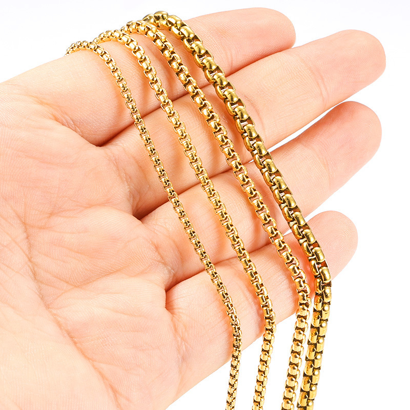ステンレス角真珠箱チェーン保色真空金男女ネックレスチェーンアクセサリーチェーンdiy大量スポット|undefined