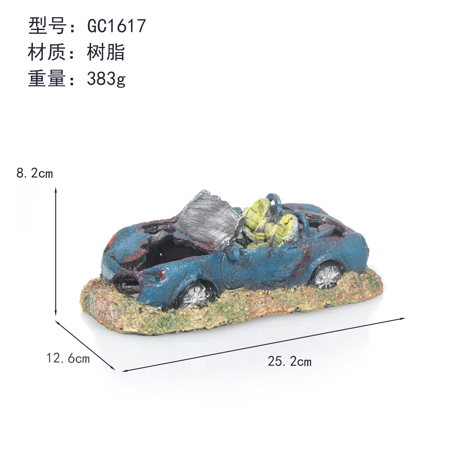 Decoración de Acuario con Forma de Autobús Todoterreno en Ruinas, Adorno de Resina Artificial, Resina Ecológica para Decoración Subacuática