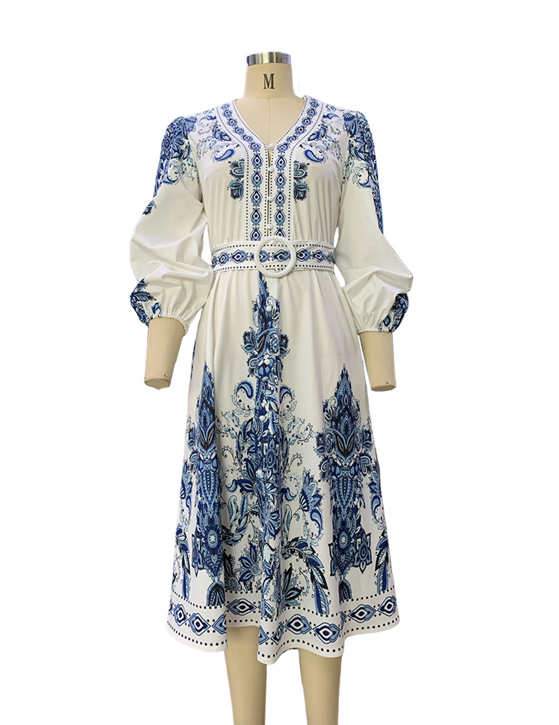 FD1294 In Stock 2023 Spring New Fashion V-Neck Long Sleeve Bohemian Print Dress For Women_ecoleips.com