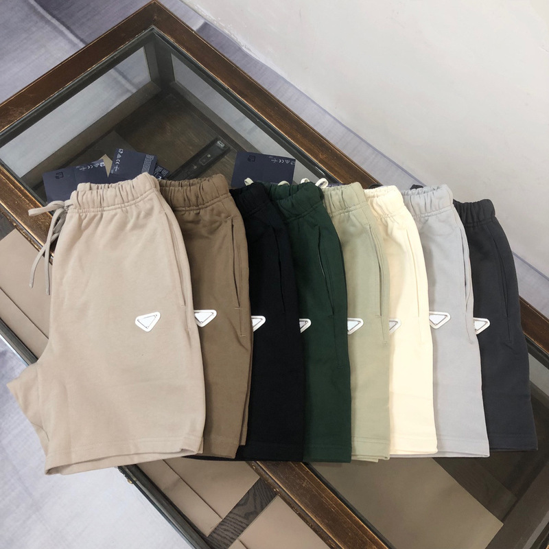 Summer New Style Triangle Logo P Brand Men's Shorts, Pure Cotton Embroidered Webbing Men's Sweatpants, Casual Pants with Elastic Band, Straight Leg
