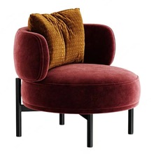 意式极简单人沙发椅休闲家用客厅懒人沙发酒店接待会客布艺沙发