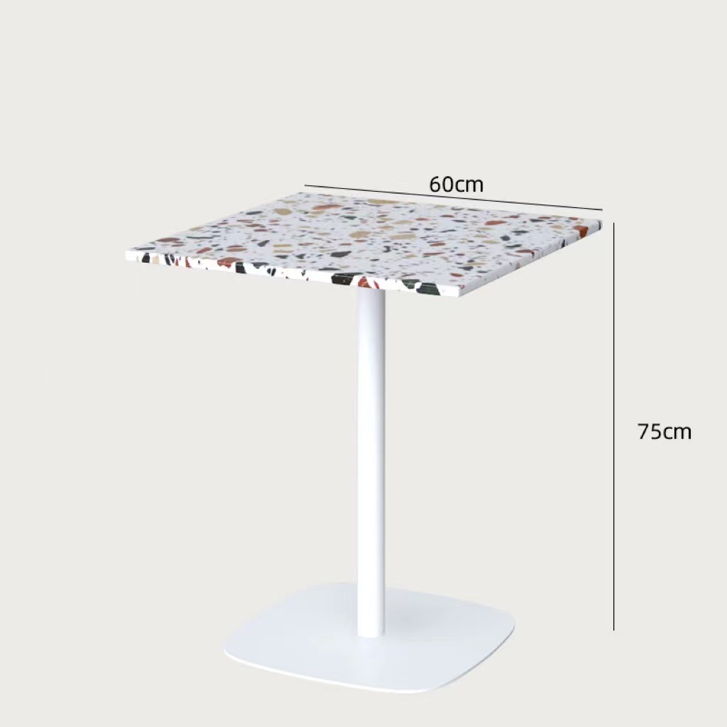 컬러풀한 테라조 얼굴 흰 발 [사각 테이블]