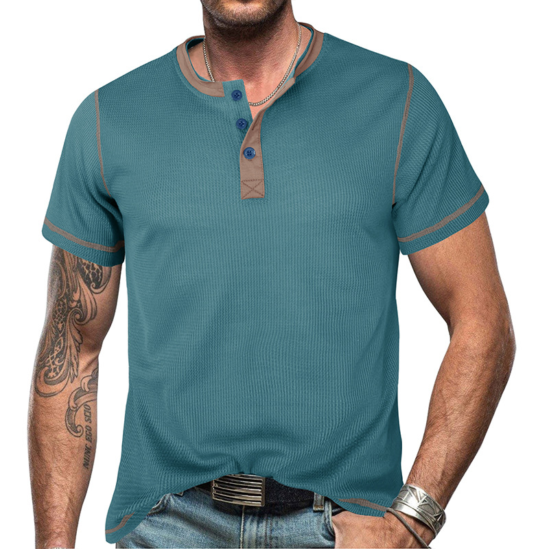 Men's Solid Color Patchwork T-shirt Men's Clothing display picture 36