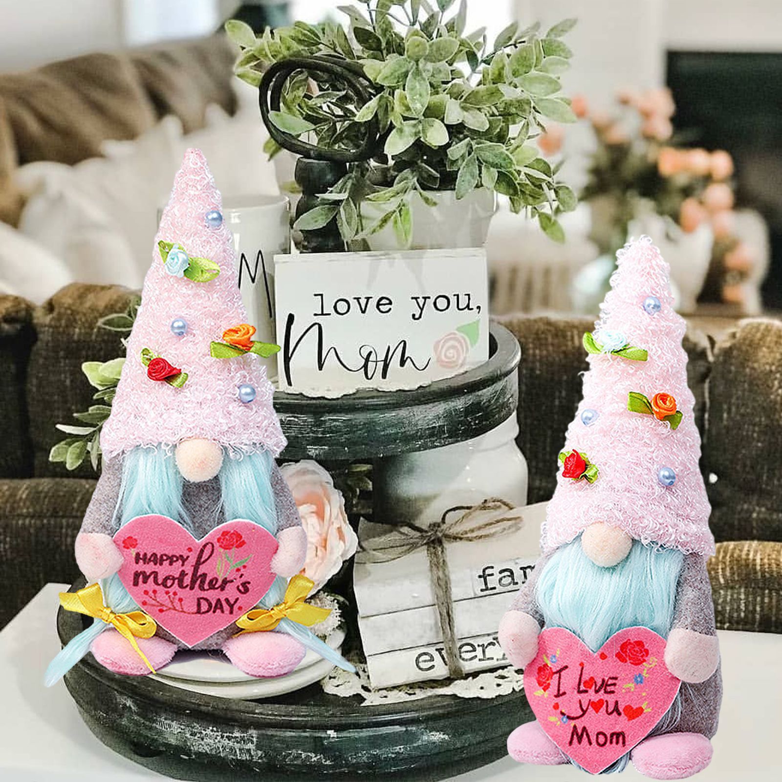 Día de la Madre amor muñeca sin cara decoración tela rosa muñeca Rudolph decoración para el hogar regalos creativos