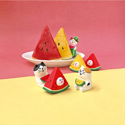 ZAKKA Cat Summer Watermelon Kingdom Japanese Grocery Creative Pop Culture Gift INS Craftwork Resin Miniature Ornament