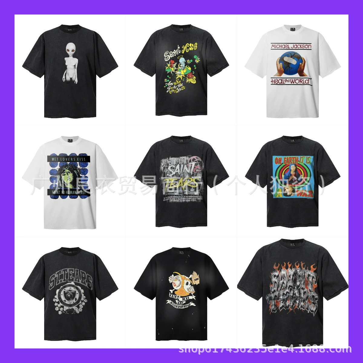 Трансграничные Saint Michael American High Street Tide бренд стирка ретро свободная футболка с короткими рукавами для мужчин и женщин