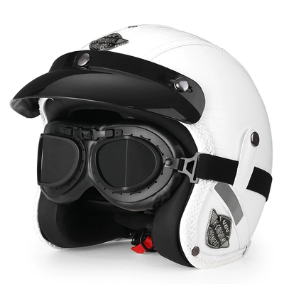 3c certification retro cruise motorcycle: Motosiklet dəbilqələri - m-milky-white-plaid-black-mirror-free-brim-face-towel