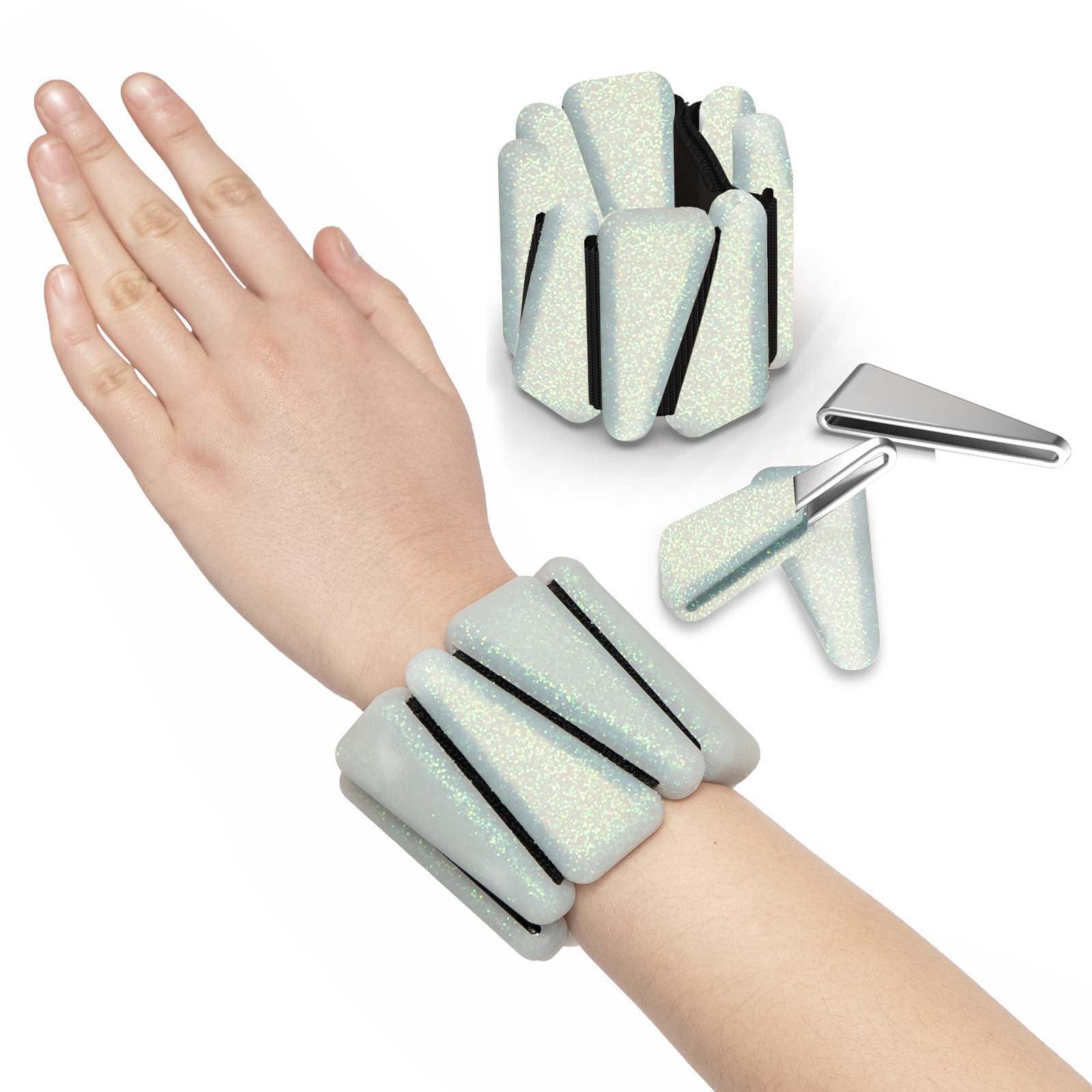 跨境电商产品瑜伽健身运动训练魔术贴硅胶负重手环一对2磅