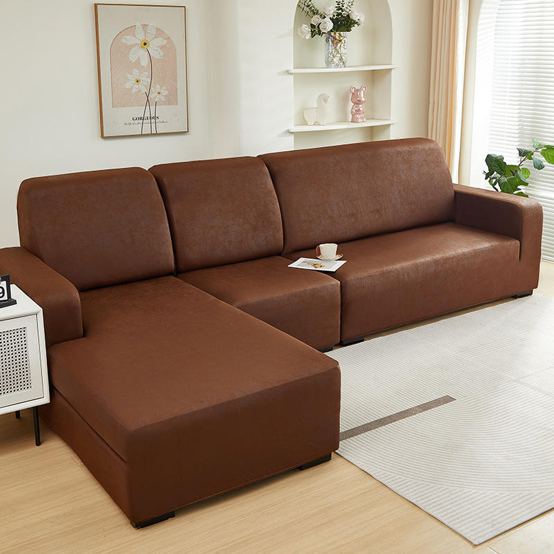 Tecnología de tela sofá cubierta transfronteriza sólido todo incluido perezoso cubierta de sofá cuatro estaciones anti-gato universal agarre sofá almohadilla doble brazo