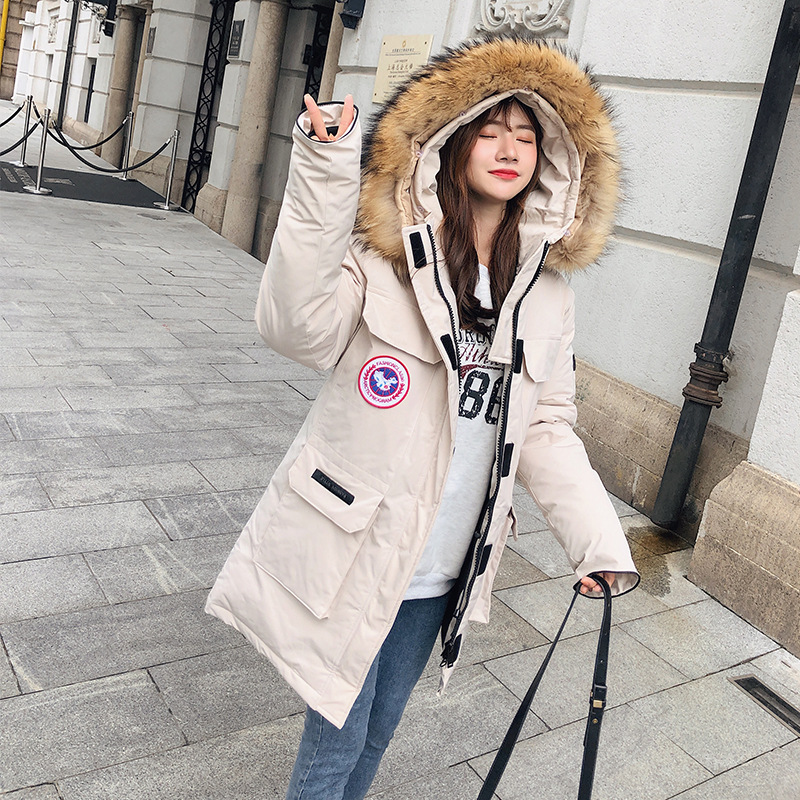 2024 ropa de algodón mujer pareja chaqueta de invierno ropa de clase media y larga pieza de herramientas para superar el cuello grande chaqueta de esquí chaqueta de hombre