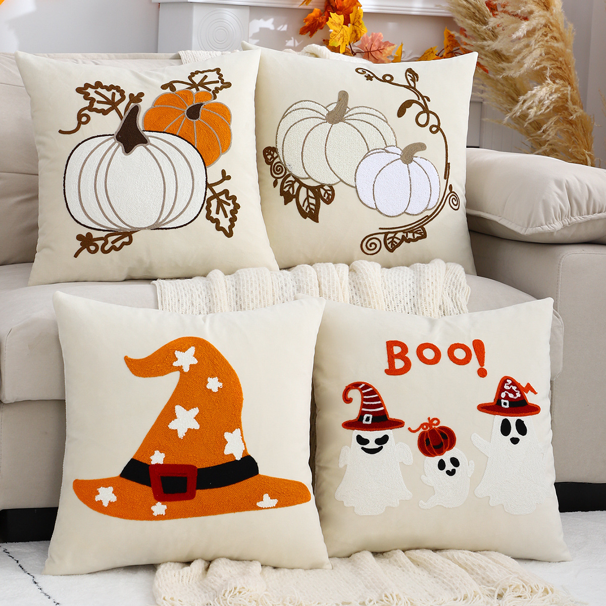 Amazon Halloween Pillow Cover Without Core Plush Cushion Holiday Decoration Living Room Sofa Bedroom Pillow Cover