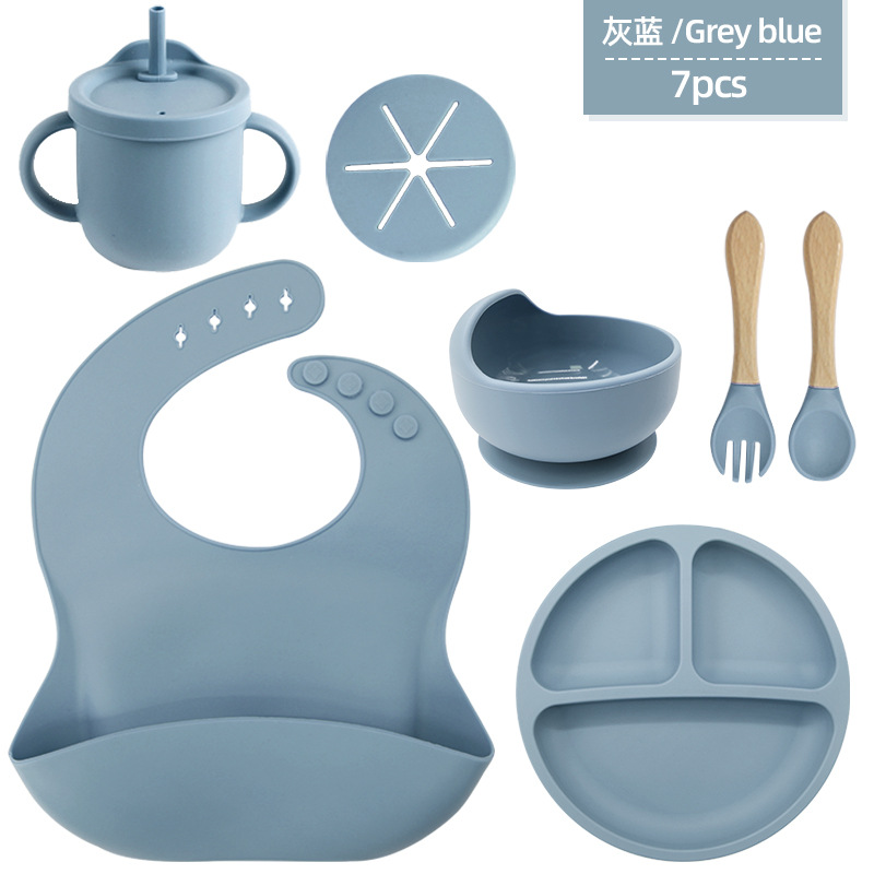 Juego de vajilla de silicona para niños a prueba de caídas