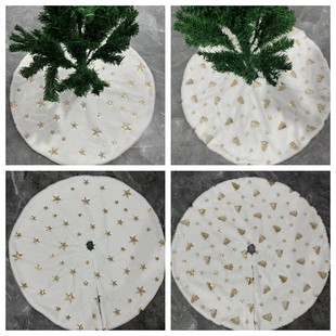 Cross-border white tree skirt 78cm 90cm 122cm high-end plush embroidered sequins Christmas tree skirt Christmas tree decoration