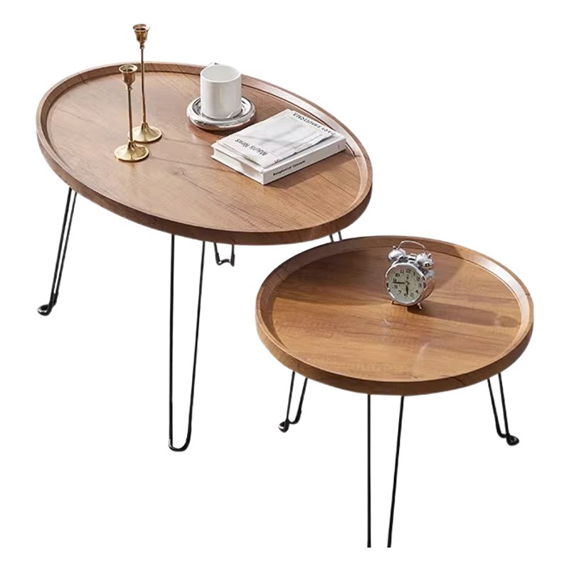 Mesa auxiliar nórdica B&B plegable de fábrica cuidadosamente seleccionada, mesa pequeña redonda simple, mesa de centro para el hogar, sala de estar, apartamento pequeño